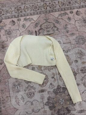 White Fox Boutique Ribbed Cropped Long-Sleeve Top - Cream
